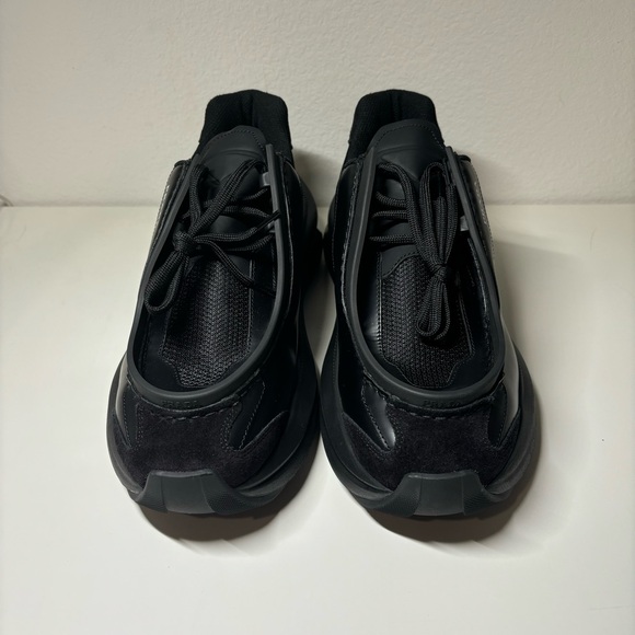 NEW PRADA Brushed Leather Sneaker Black Mens Size 8 - Picture 3 of 10